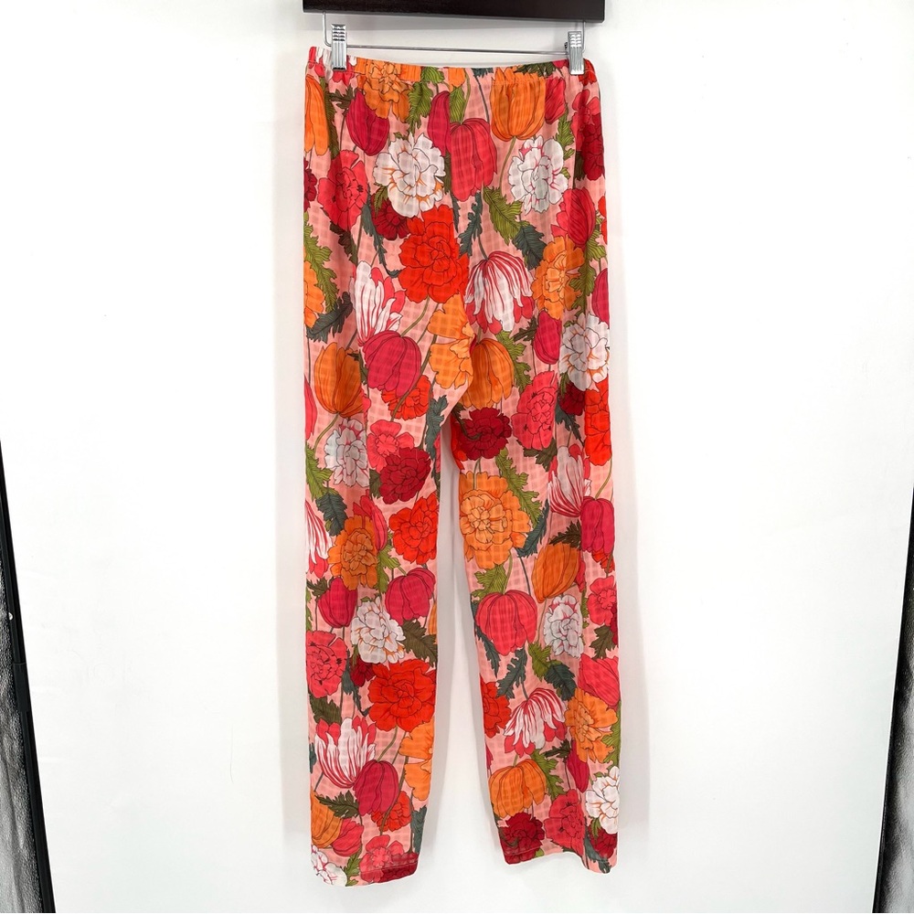 TRINA TURK Sunny Bloom Swim Coverup Pants Floral Print Side Slit Sheer M Flowers - Picture 7 of 8